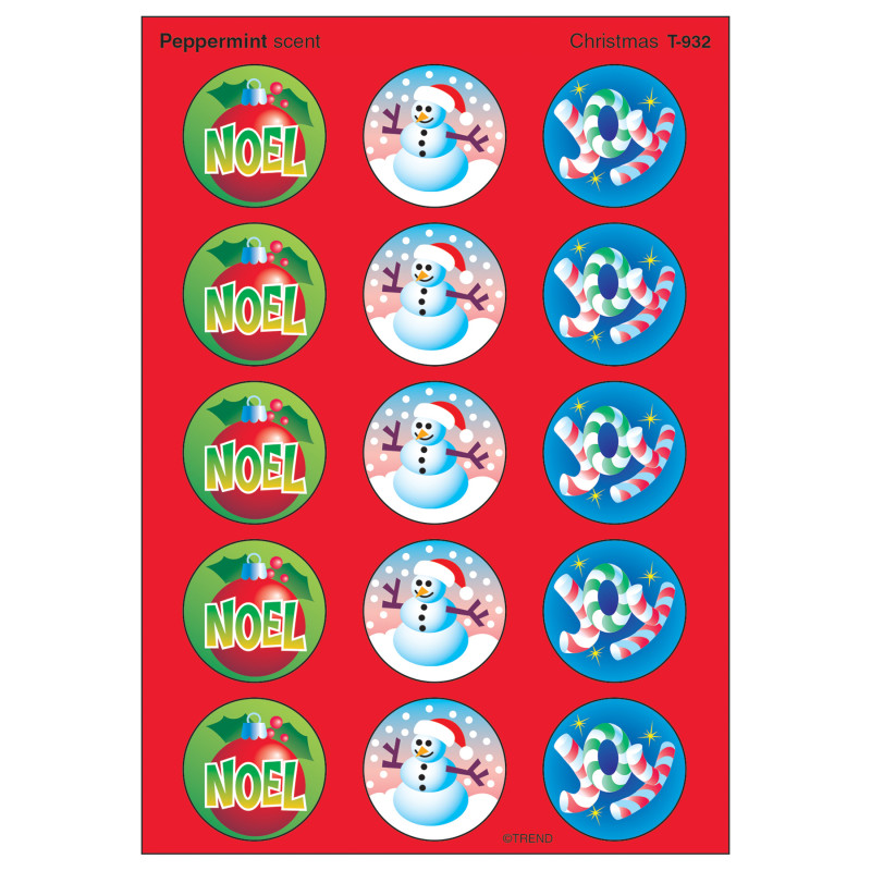 Christmas/Peppermint Stinky Stickers, 60 c