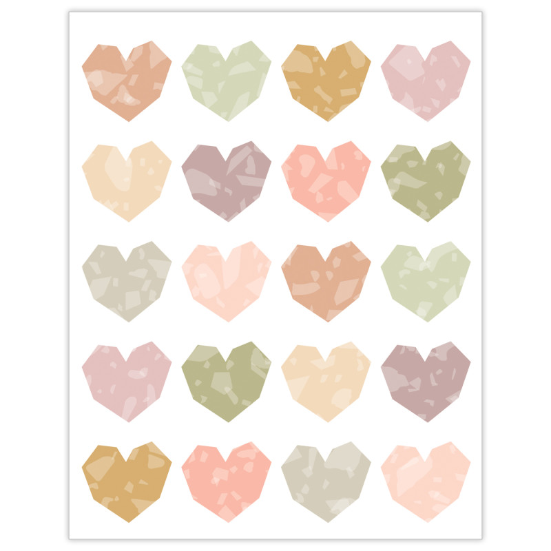 Terrazzo Tones Hearts Stickers, Pack of 120