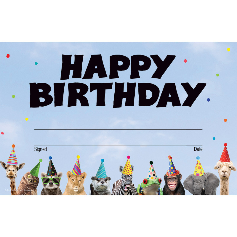 Go Wild Animals Happy Birthday Awards, Pack of 30