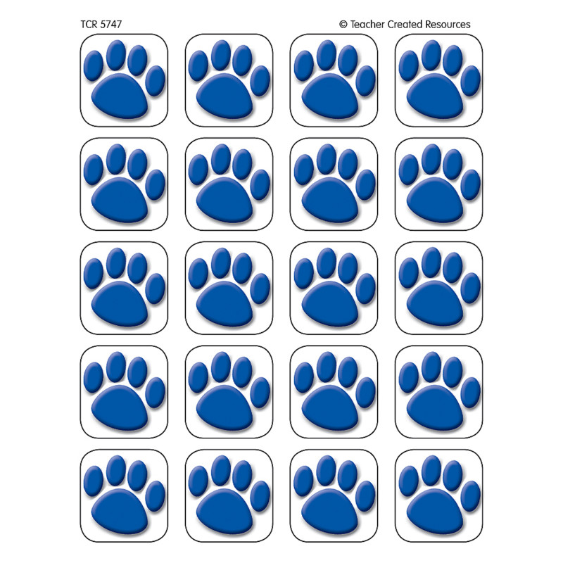 Blue Paw Prints Stickers, 1'' Square
