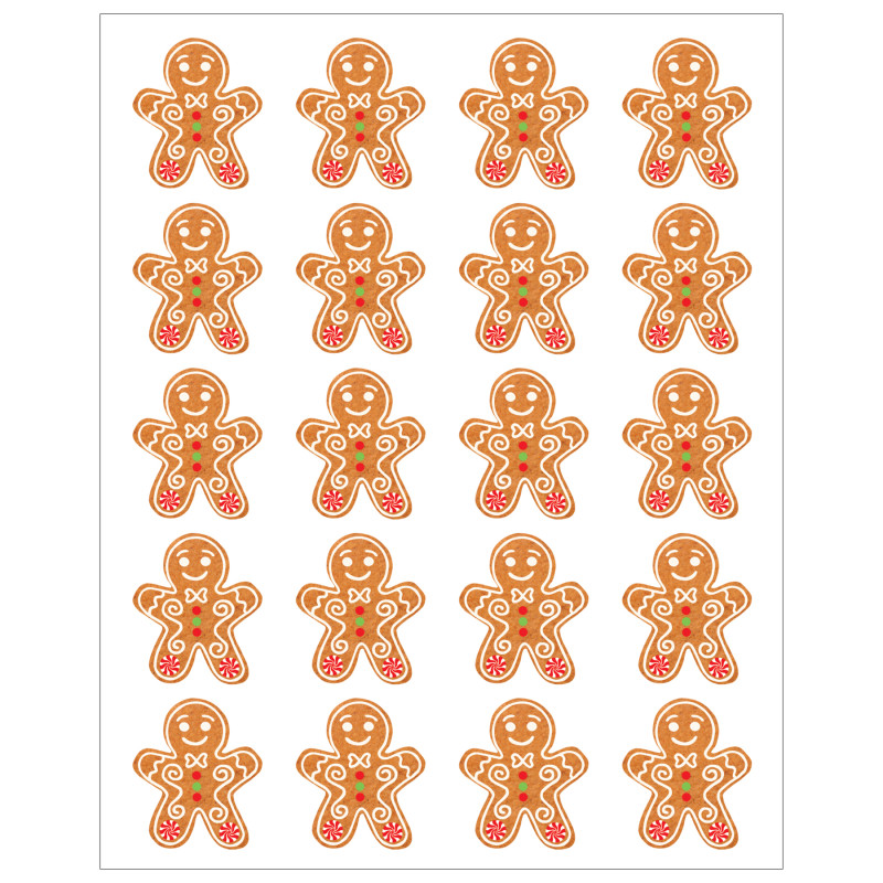 Gingerbread Cookies Stickers, Pack of 72
