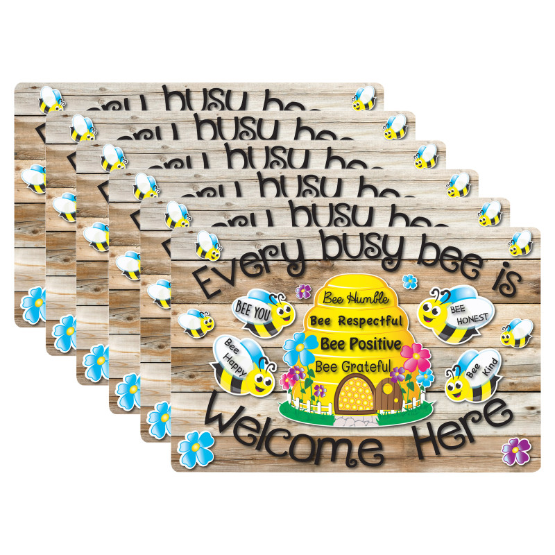 Computer Mouse Pad, 8'' x 10'', Every Busy Bee is Welcome Here, Pack of 6