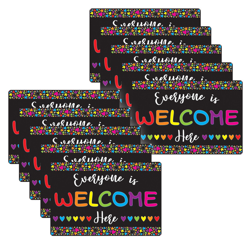 Computer Mouse Pad, 8'' x 10'', Everyone is Welcome Here, Hearts, Pack of 10