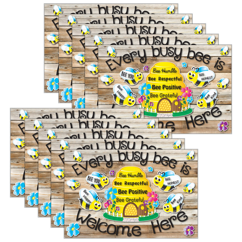 Computer Mouse Pad, 8'' x 10'', Every Busy Bee is Welcome Here, Pack of 10