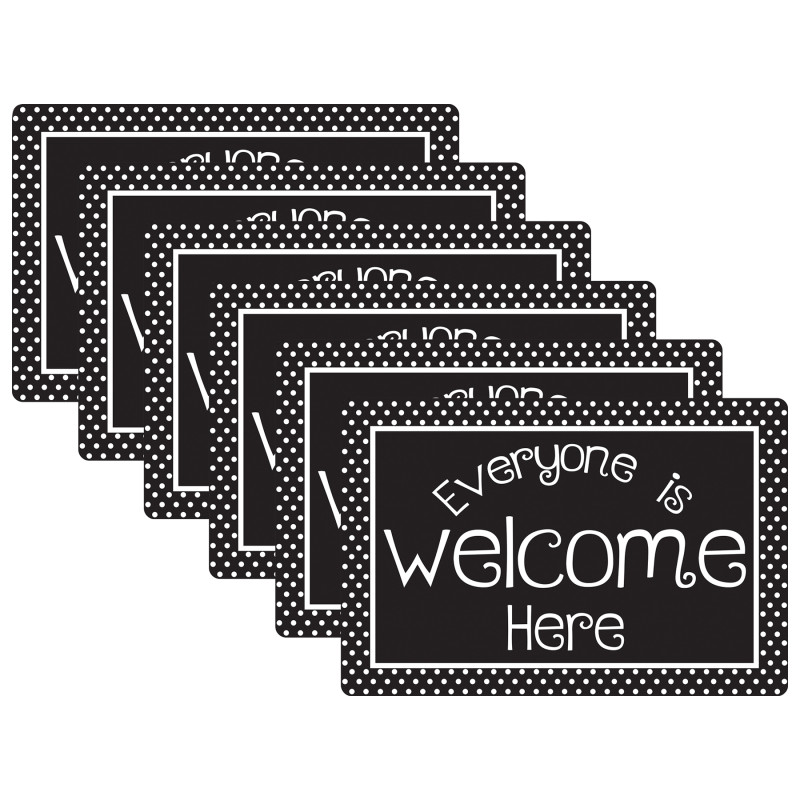 Computer Mouse Pad, 8'' x 10'', Everyone is Welcome Here, BW Dots, Pack of 6