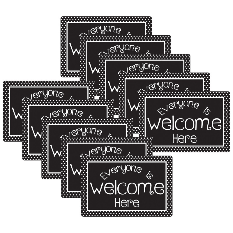 Computer Mouse Pad, 8'' x 10'', Everyone is Welcome Here, BW Dots, Pack of 10