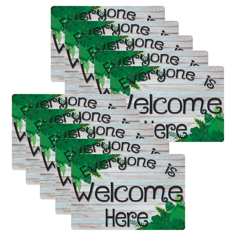 Computer Mouse Pad, 8'' x 10'', Everyone is Welcome Here, Beech Wood, Greenery, Pack of 10