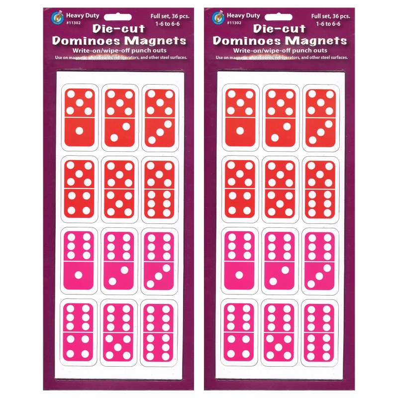 Die-Cut Magnetic Dominoes, 36 Per Pack, 2 Packs