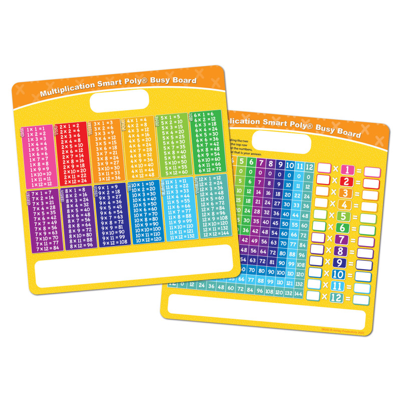 Smart Poly Educational Activity Busy Board, Dry Erase with Marker, 10-3/4'' x 10-3/4'', Multiplication