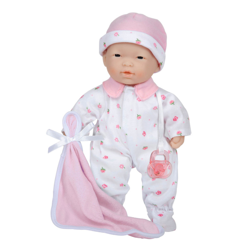 La Baby Soft 11'' Baby Doll, Pink with Blanket, Asian