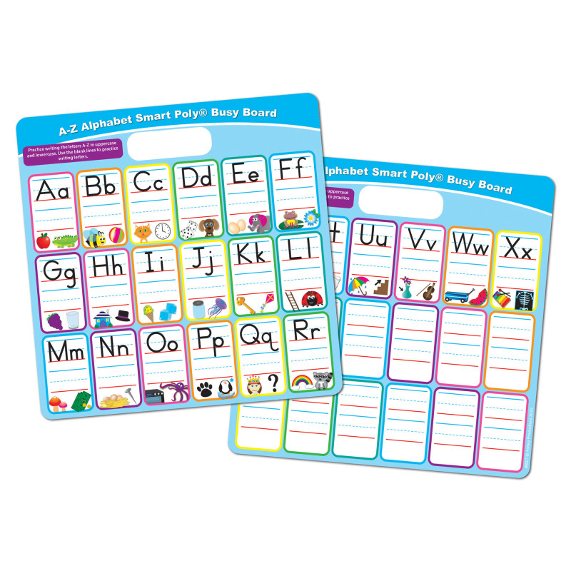 Smart Poly Educational Activity Busy Board, Dry Erase with Marker, 10-3/4'' x 10-3/4'', ABC's Fill In