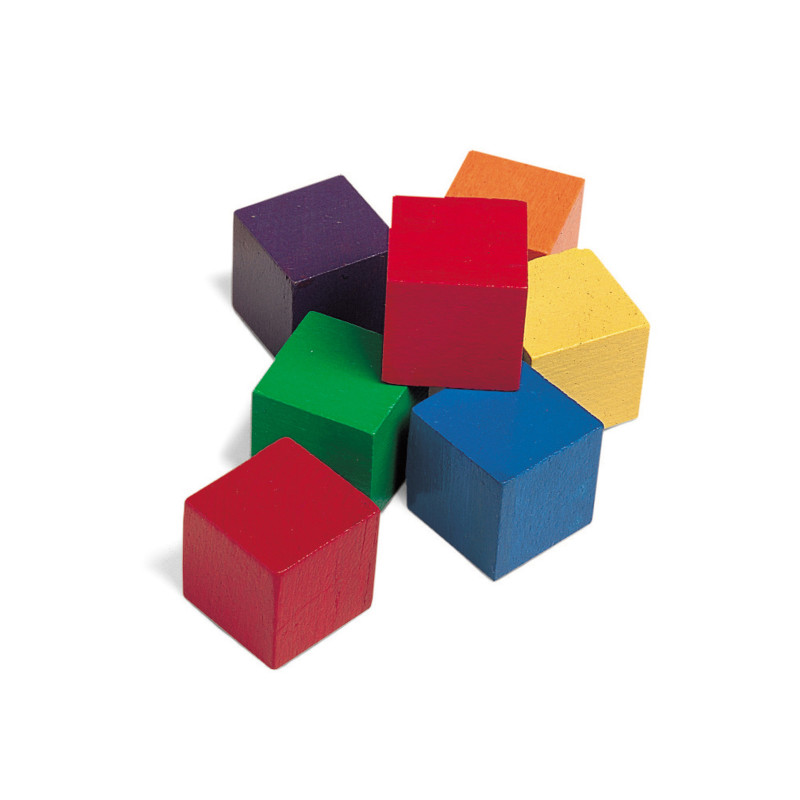 1'' Wooden Color Cube, Set of 102