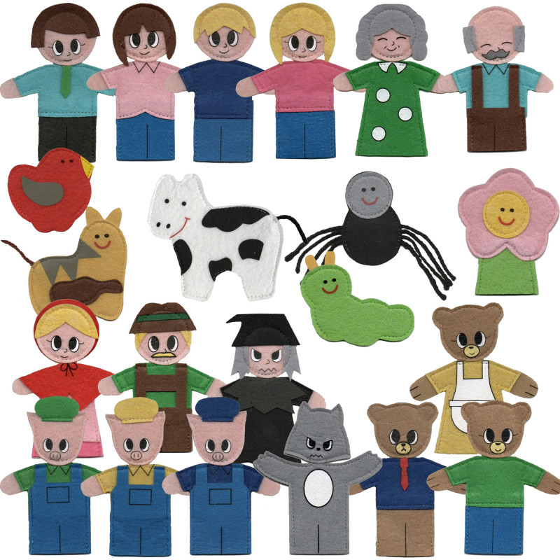 Felt Finger Puppets for Storytelling, 4'', Fairy Tales & Nursery Rhymes, Set of 23