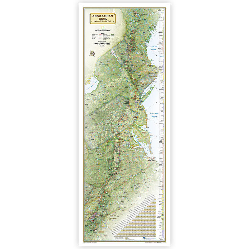 Appalachian Trail Map, In Gift Box, 18'' x 48''