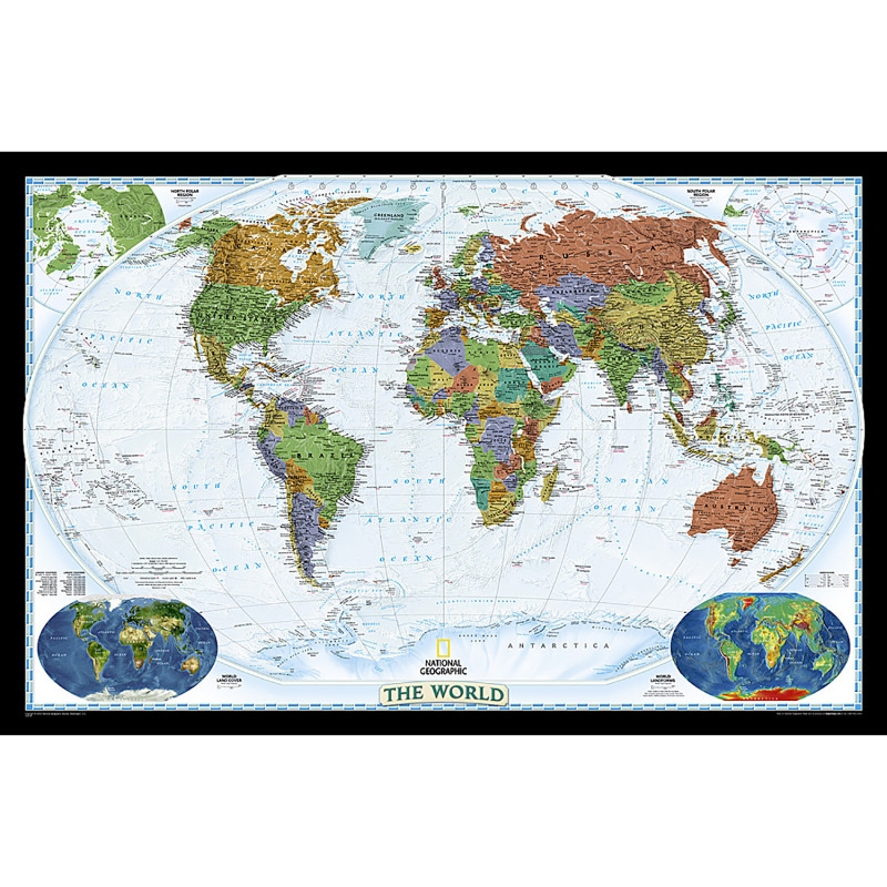 World Decorator Map, Enlarged and Laminated, 73'' x 48''