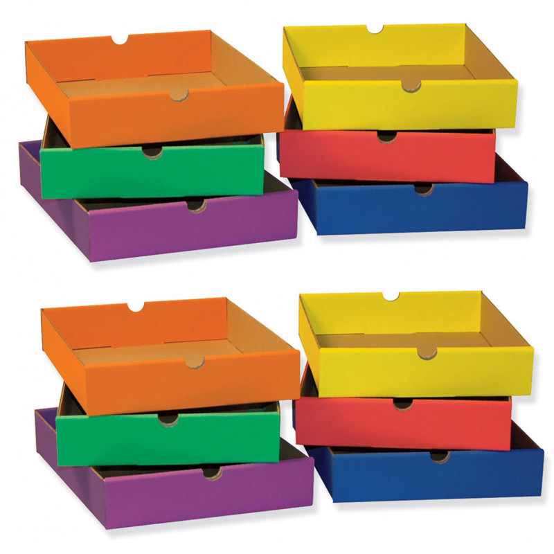 Drawers for 6-Shelf Organizer, 6 Assorted Colors, 2-1/2''H x 10-1/4''W x 13-1/4''D, 6 Drawers Per Set, 2 Sets