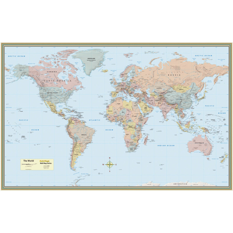 World Map Laminated Poster, 50'' x 32''