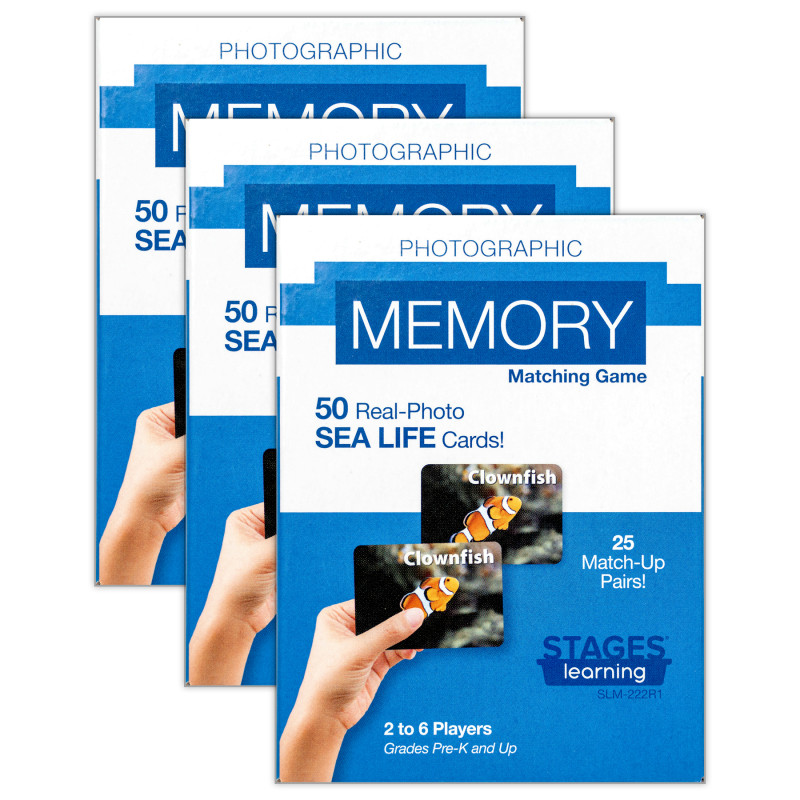 Photographic Memory Matching Game, Sea Life, Pack of 3