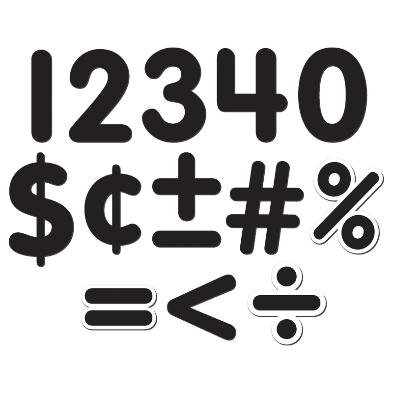 Black Classic 2-1/2'' Magnetic Numbers, 65 Pieces