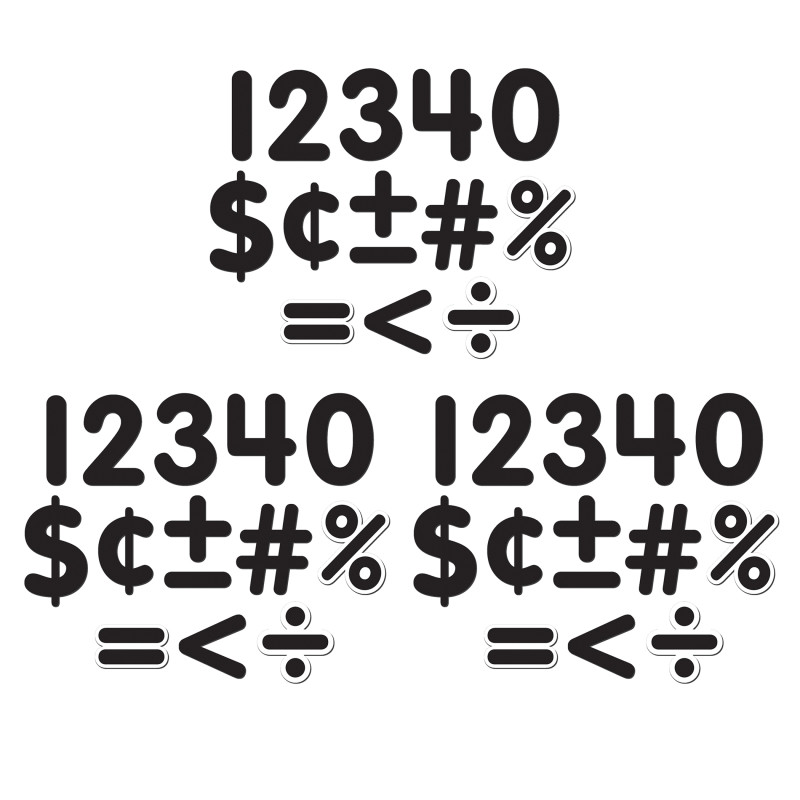 Black Classic 2-1/2'' Magnetic Numbers, 65 Pieces Per Pack, 3 Packs