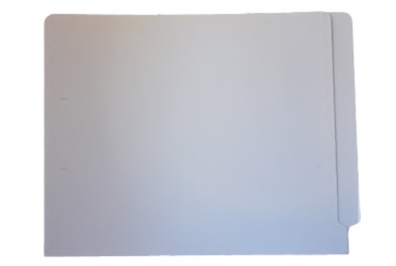 End Tab Folder, 11 Pt. White Colored Stock - Letter Size - Reinforced Tab - Bonded Fasteners in Positions 3 & 5 - 50/Box