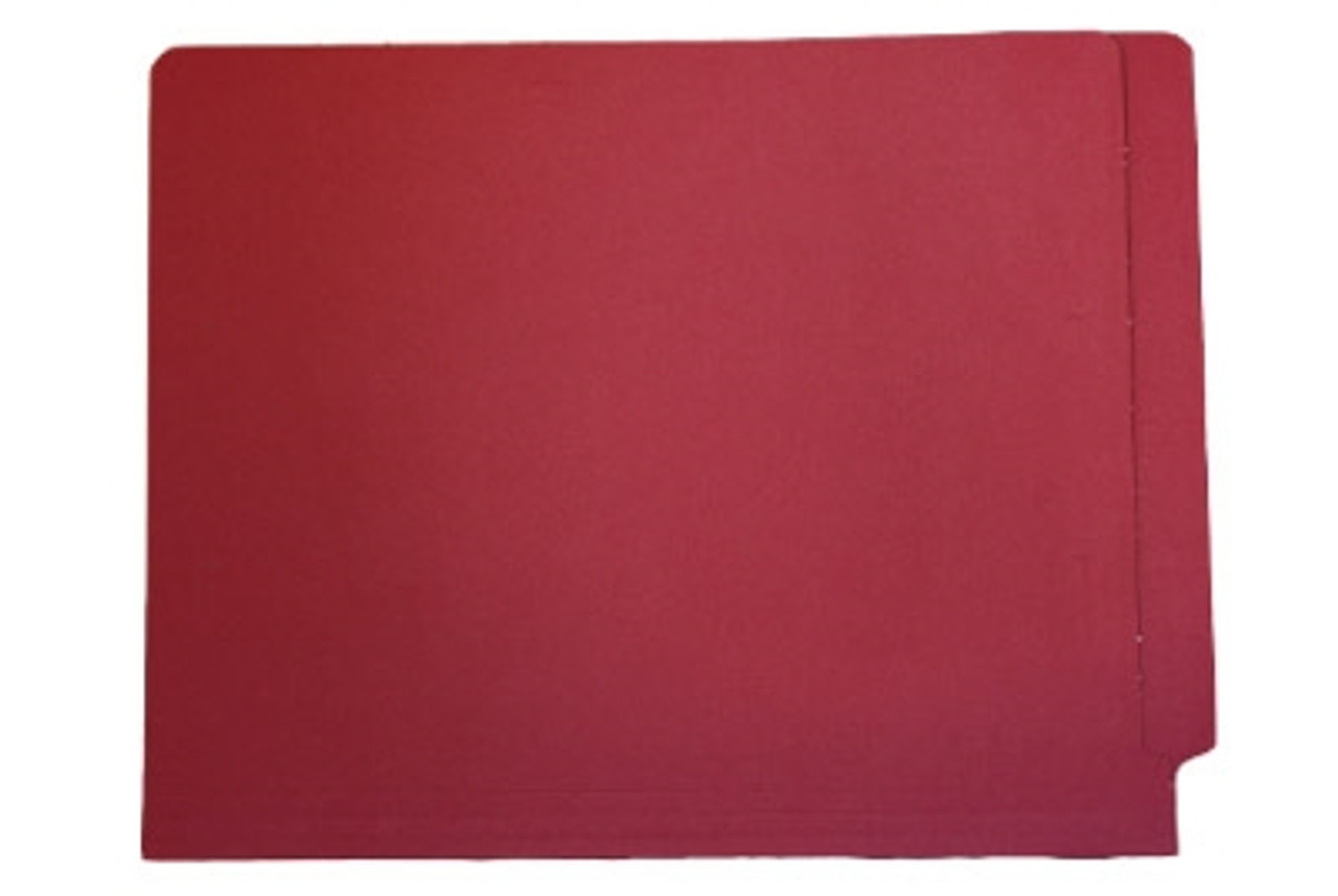 Red End Tab File Folder w/ U-Clip Fastener in Position 5 -  Letter Size - 14 pt - Reinforced Full End Tab - 50/Box