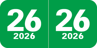Col'R'Tab Yearband Label (Rolls of 500) - 2026 - Green  - CTYM Series - Laminated - 3/4" H x 1-1/2" W