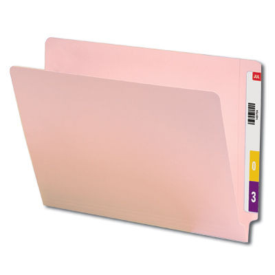 End Tab File Folder With Fasteners in Positions 3 & 5 - Pink - Letter Size - 11 pt Stock with Reinforced Full End Tab -50/bx