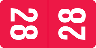 SMEAD 2028 RED Year Label 1"H X 1/2"W TOP TAB 500/RL