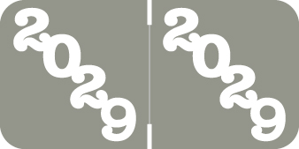 JETER 2029 GRAY Year Label 3/4"H X 1-1/2"W END TAB 500/ROLL