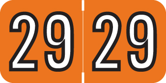BARKLEY 2029 ORANGE Year Label 3/4"H X 1-1/2"W END TAB 500/ROLL