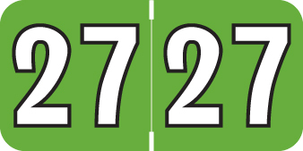 COLWELL 2027 GREEN Year Label 3/4"H X 1-1/2"W END TAB 500/ROLL