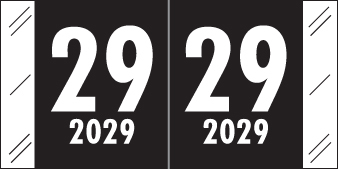 COL-R-TAB 2029 BLACK Year Label 3/4"H X 1-1/2"W END TAB 1000/ROLL