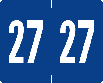 TAB 2027 DK BLUE Year Label 1"H X 1-1/4"W END TAB 500/RL