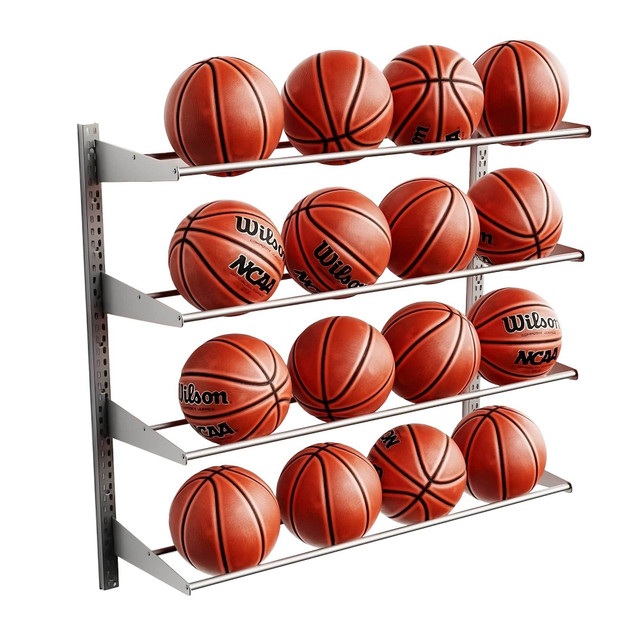 Wall Mount Basketball Storage Rack 42 W x 42 H Adjustable Steel Storage Rack