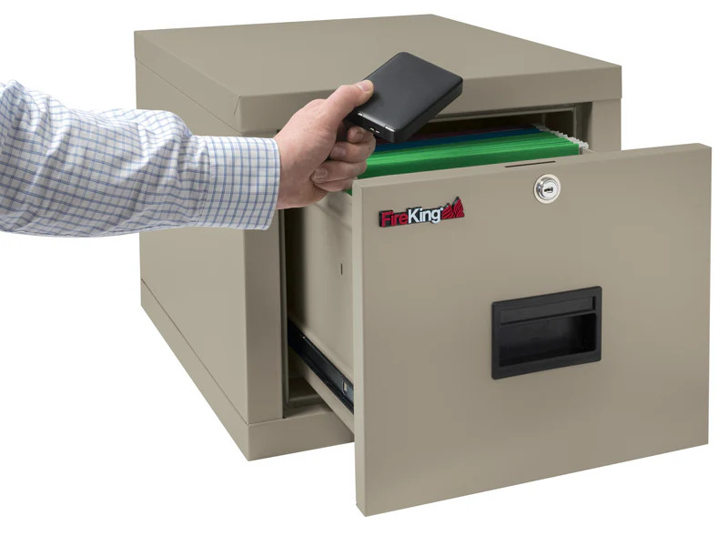 FireKing One Drawer Fireproof File Cabinet - Letter Legal - 18W 22D - 1P1822-D Drive