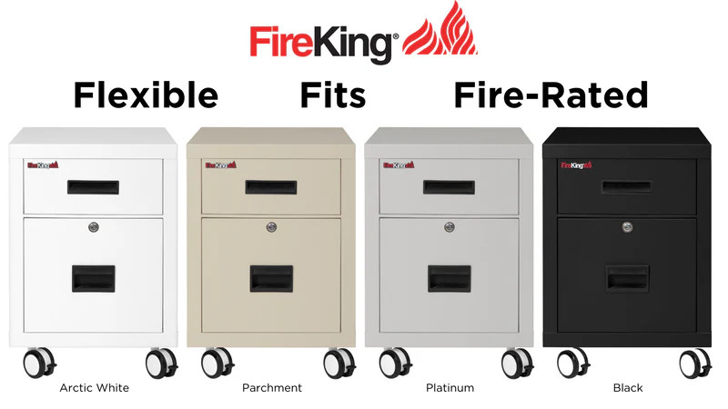 FireKing Mobile FireShield Fireproof File Cabinet - 2 Drawer Letter - 18W 22D - 2M1822-1