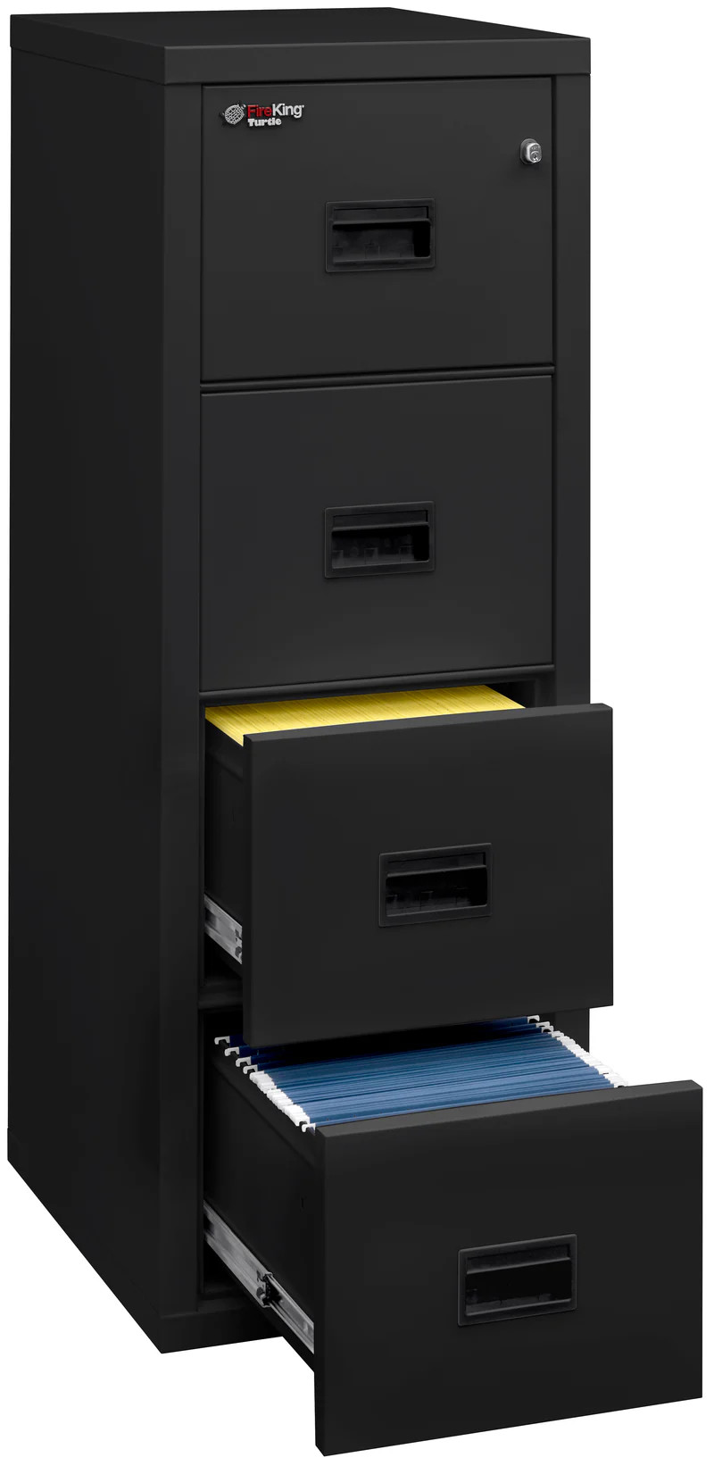 FireKing Turtle Designer Series Space Saving Fireproof File Cabinet - 4 Drawer - 18W 22D - Letter Legal - 4R1822-C black