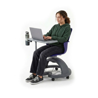 Navy Ethos 18-Inch Storage-Base Swivel Chair with Adjustable Worktop, Cup Holder, Backpack Storage, and Hard Casters - alternate