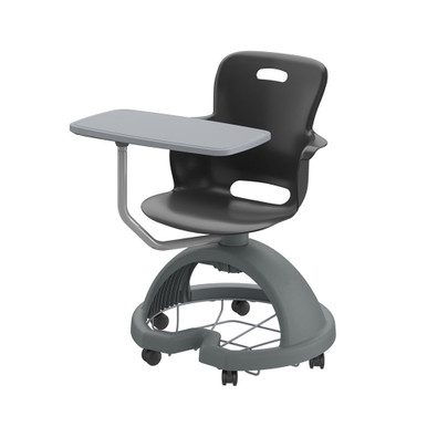 Black Ethos 18-Inch Storage-Base Swivel Chair with Adjustable Worktop, Backpack Storage, and Soft-Roll Casters