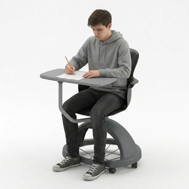 Black Ethos 18-Inch Storage-Base Swivel Chair with Adjustable Worktop, Backpack Storage, and Soft-Roll Casters - al