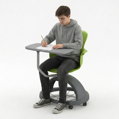 Ethos 18 Inch Storage Base Chair with Swivel Seating Shell, Pencil Rim Work Surface, and Soft Wheel Casters - Green Appl