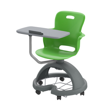 Green Apple Ethos 18-Inch Storage-Base Swivel Chair with Right-Hand Tablet Worktop, Backpack Storage, and Hard Casters
