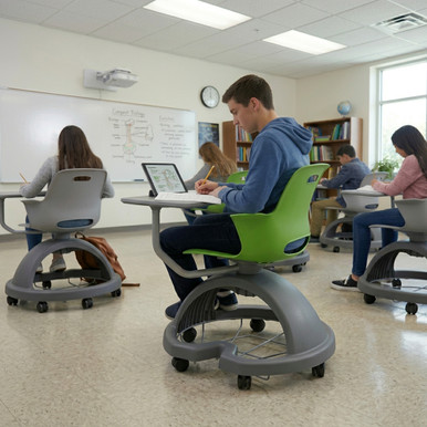 Green Apple Ethos 18-Inch Storage-Base Swivel Chair with Right-Hand Tablet Worktop, Backpack Storage, and Hard Casters - alternat