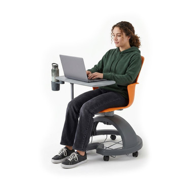 Ethos 18 Inch Storage Base Chair with Swivel Seating Shell, Pencil Rim Work Surface, Cup Holder, and Soft Wheel Casters 