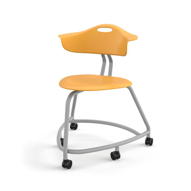 Orange 360 Classroom Chair with Back, Hard Caster Wheels