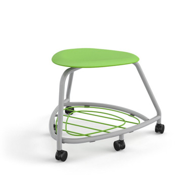 Green Apple Backless 360 Classroom Chair with Bag Rack and Hard Caster Wheels