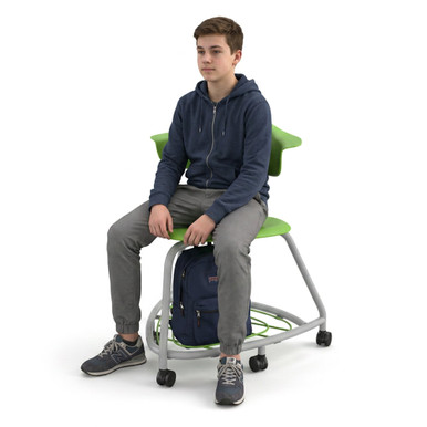 Green Apple 360 Classroom Chair with Back, Bag Rack and Hard Caster Wheels - alternate view (26 in W x 31.25 in D x 26 in H
