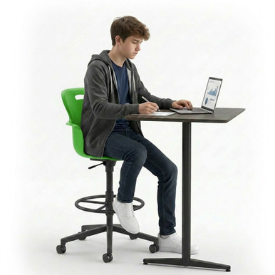 Green Apple Ethos Stool-Height Swivel Chair with 5-Star Base with Soft-Roll Casters - alternate view 