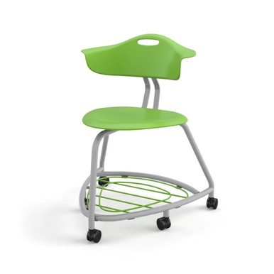 Green Apple 360 Classroom Chair with Back, Bag Rack and Soft-Roll Casters